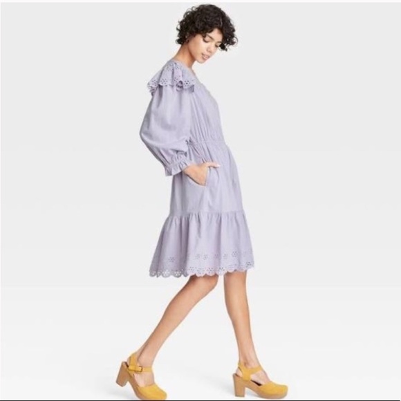 NWT Universal Thread Spring Women's Ruffle Long Sleeve Ruffle Dress - Picture 2 of 12